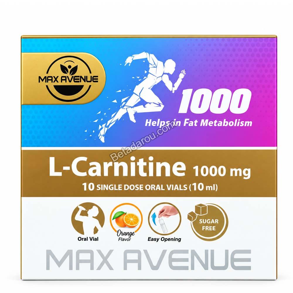 ویال خوراکی ال کارنیتین 1000 میلی گرم مکس اونیو 10 عدد